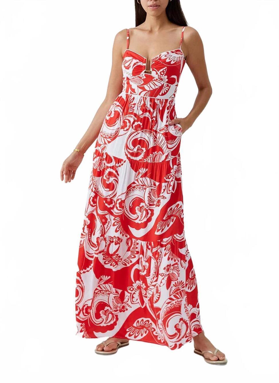 NEW MELISSA ODABASH paola floral maxi dress in red